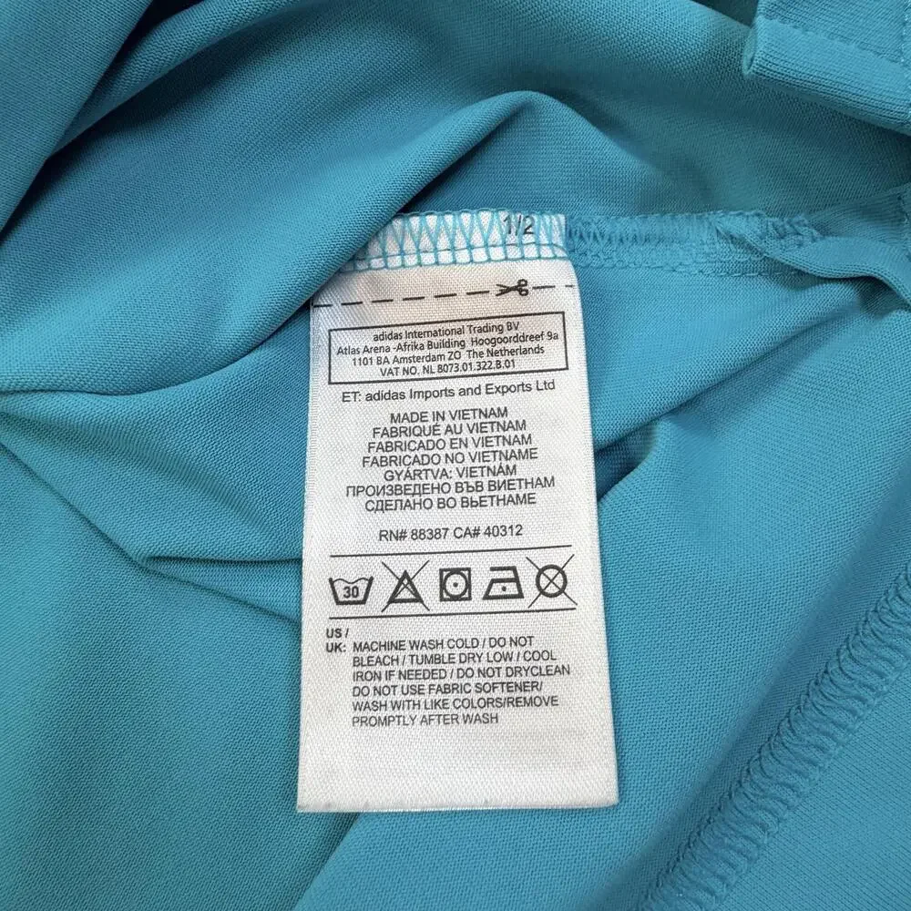 Adidas Golf Polo Shirt Mens XL Blue Solid Neon Trim Stretch Performance Top